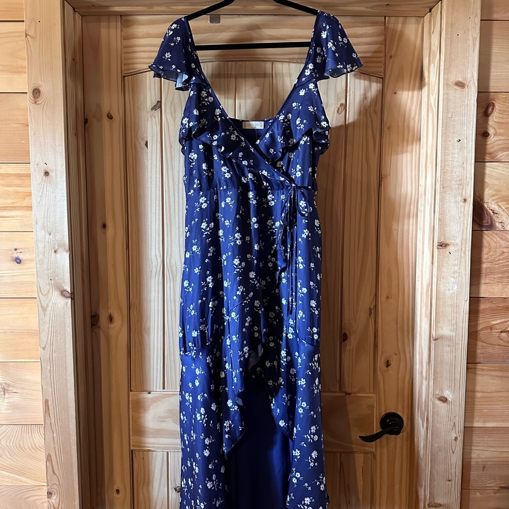 Altar’d Floral Blue Wrap Dress